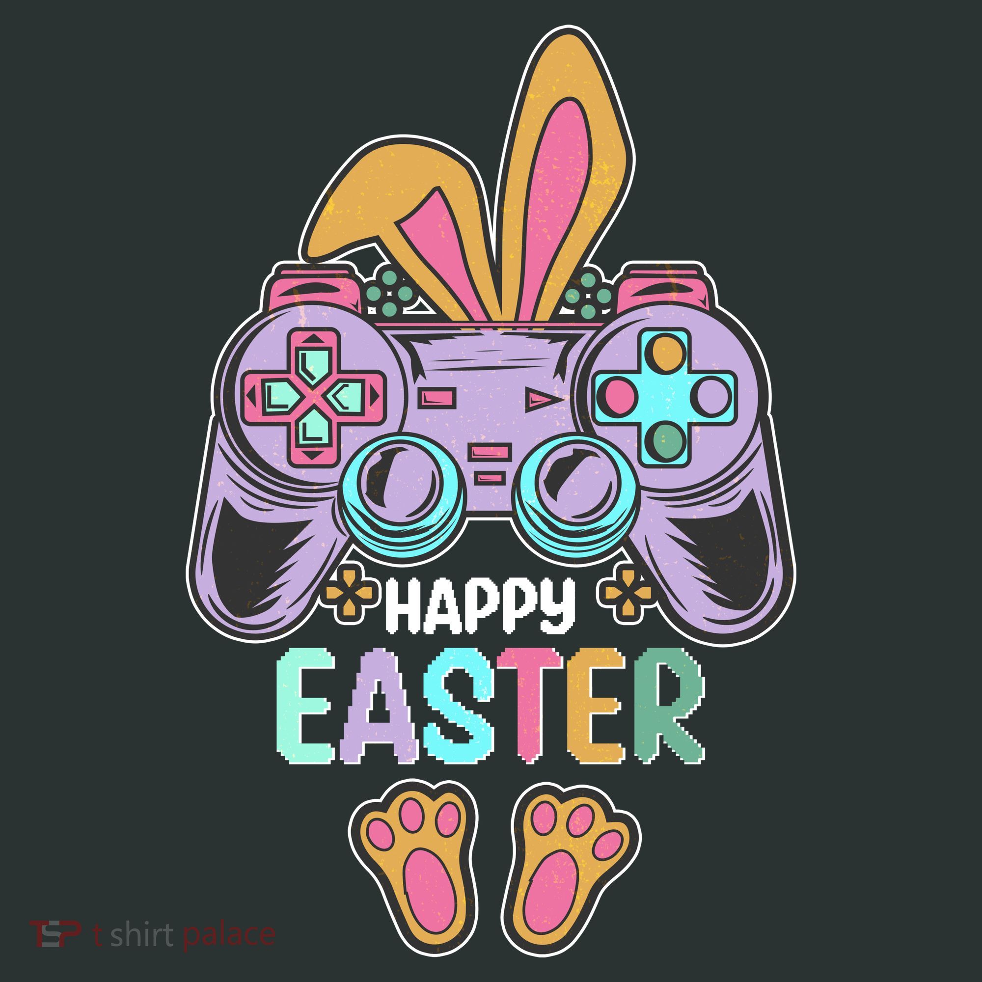 Funny Happy Easter Gamer Bunny Rabbit Controller Kids T-Shirt