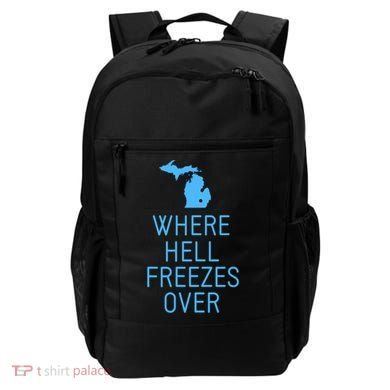 Funny Hell Freezes Michigan Michigander Great Lakes Map Gift Backpack
