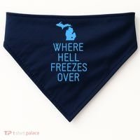 Funny Hell Freezes Michigan Michigander Great Lakes Map Gift USA-Made Doggie Bandana thumb 0