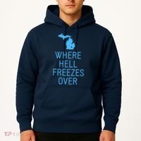 Funny Hell Freezes Michigan Michigander Great Lakes Map Gift Hoodie thumb 2