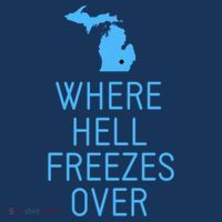 Funny Hell Freezes Michigan Michigander Great Lakes Map Gift Women's Hoodie thumb 2