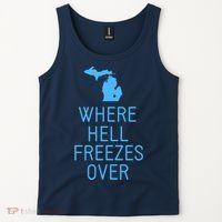 Funny Hell Freezes Michigan Michigander Great Lakes Map Gift Tank Top thumb 2