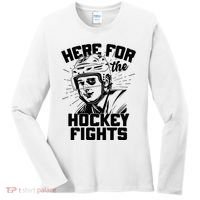 Funny Here For The Hockey Fights Women's Long Sleeve Shirt thumb 0