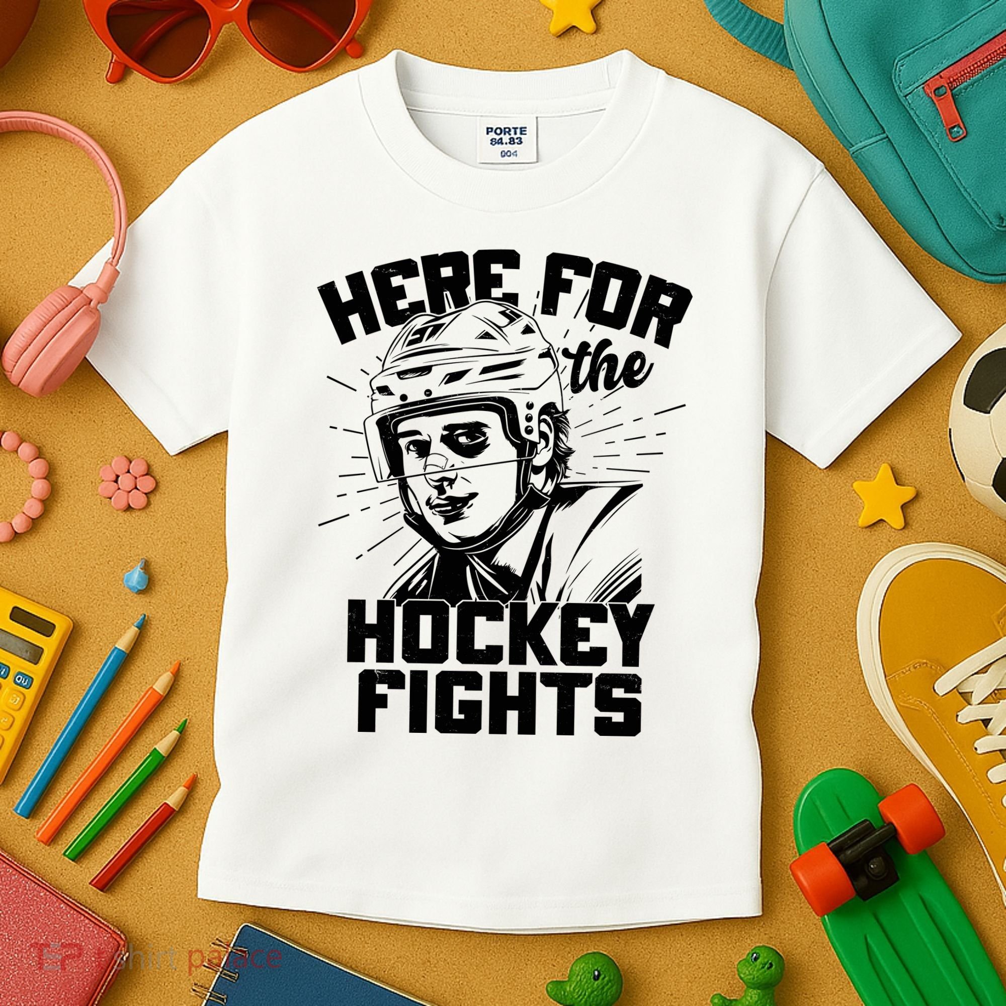Funny Here For The Hockey Fights Kids T-Shirt