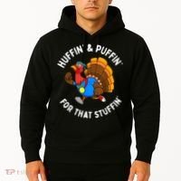 Funny Huffin For That Stuffin Turkey Run Trot Thanksgiving Hoodie thumb 2