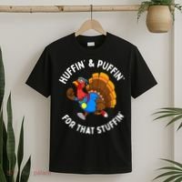 Funny Huffin For That Stuffin Turkey Run Trot Thanksgiving T-Shirt thumb 2