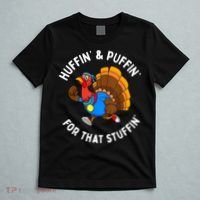 Funny Huffin For That Stuffin Turkey Run Trot Thanksgiving T-Shirt thumb 5