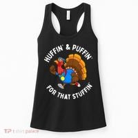 Funny Huffin For That Stuffin Turkey Run Trot Thanksgiving Women's Tank Top thumb 0