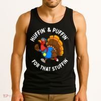 Funny Huffin For That Stuffin Turkey Run Trot Thanksgiving Tank Top thumb 3