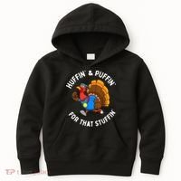 Funny Huffin For That Stuffin Turkey Run Trot Thanksgiving Kids Hoodie thumb 0