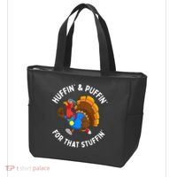 Funny Huffin For That Stuffin Turkey Run Trot Thanksgiving Tote Bag thumb 3