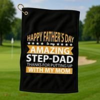 Funny Happy Father's Day To My Amazing StepDad Golf Towel thumb 1