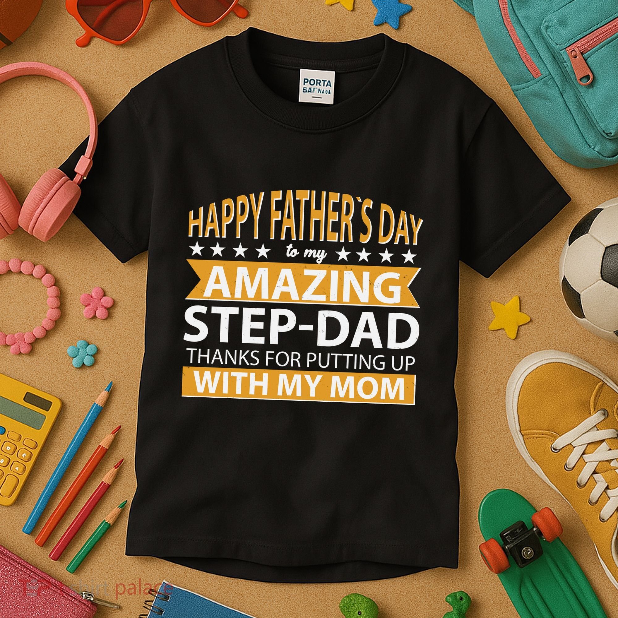 Funny Happy Father's Day To My Amazing StepDad Kids T-Shirt