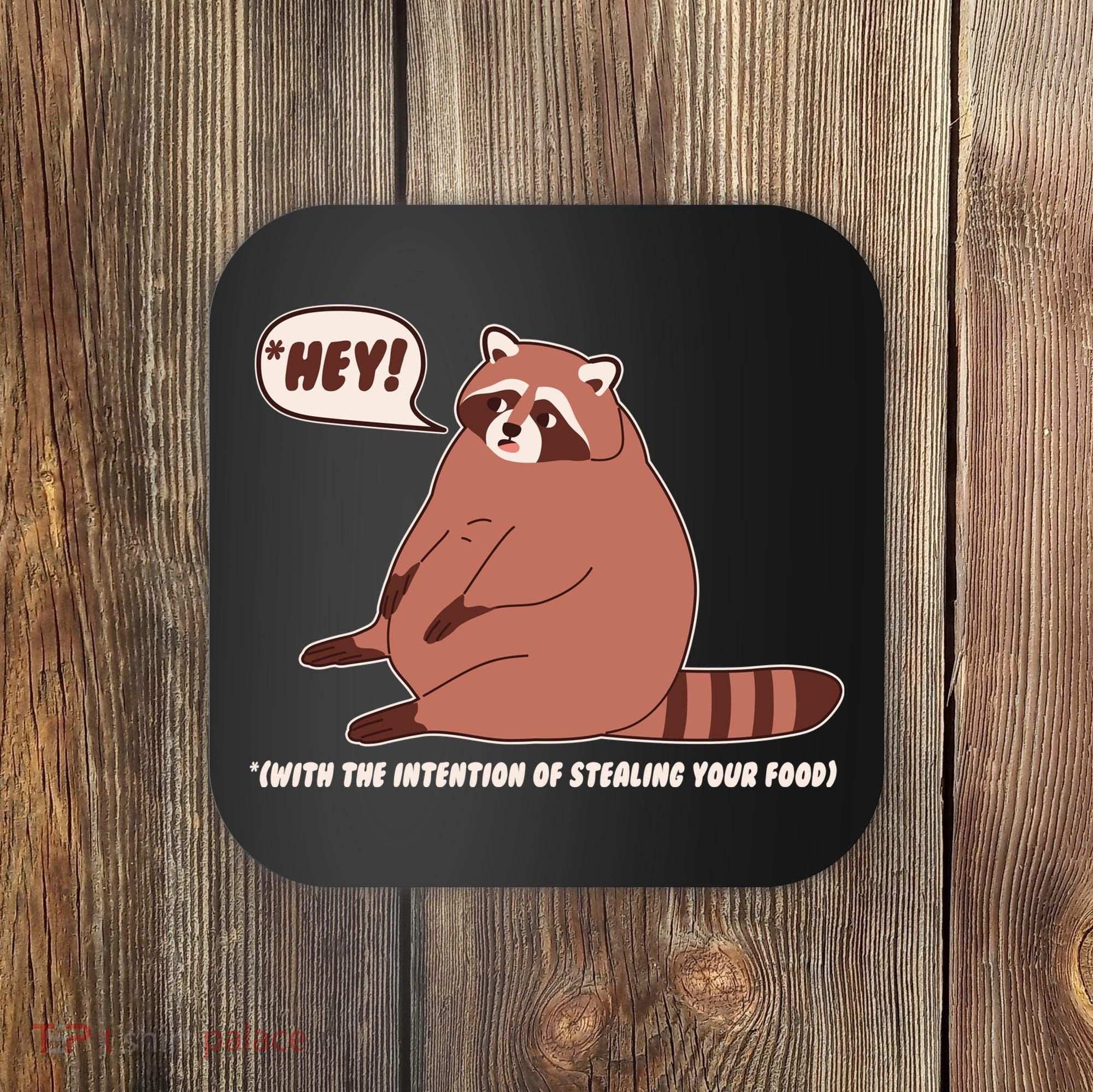 Funny Hey Fat Raccoon Stealing Your Food Coaster