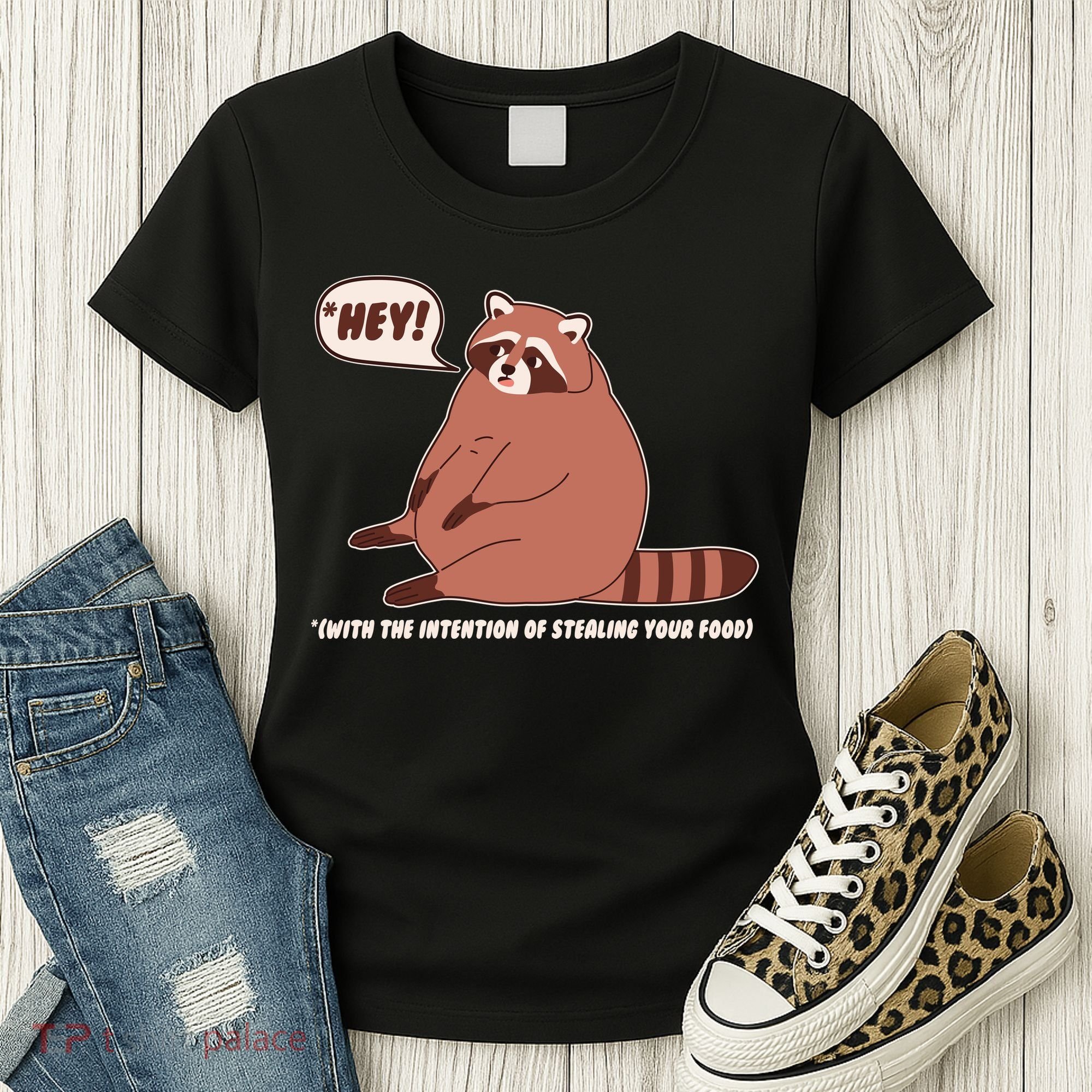 Funny Hey Fat Raccoon Stealing Your Food Women's T-Shirt