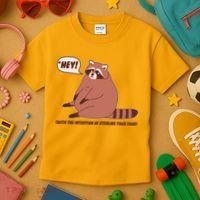 Funny Hey Fat Raccoon Stealing Your Food Kids T-Shirt thumb 3