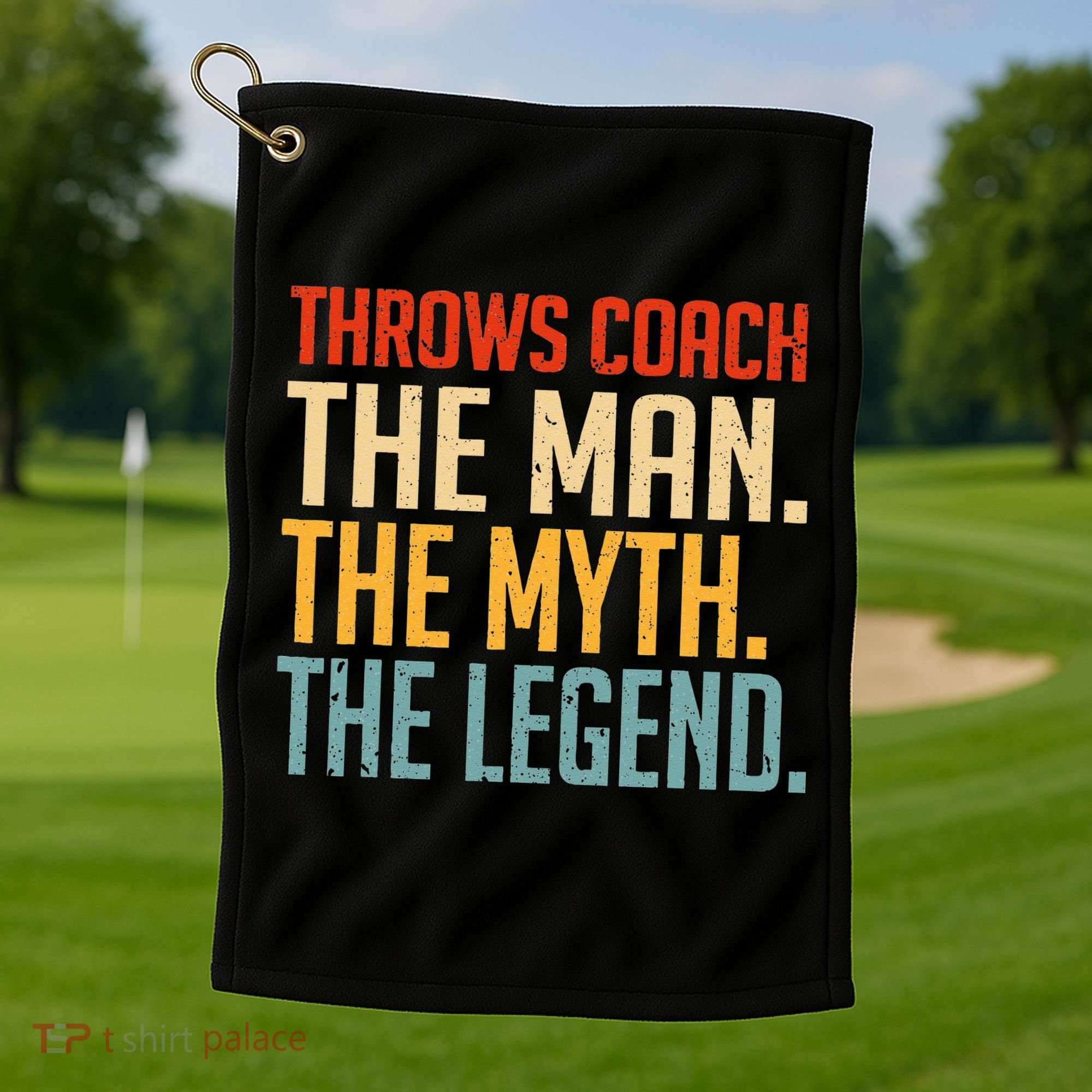 Fun Hilarious Funny Track & Field Throwing Throws Coach Golf Towel