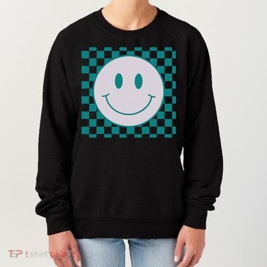 Funny Happy Face Checkered Pattern Smile Face Meme Women's Sweatshirt