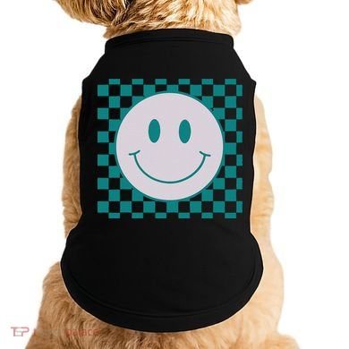Funny Happy Face Checkered Pattern Smile Face Meme Doggie Tank