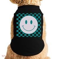Funny Happy Face Checkered Pattern Smile Face Meme Doggie Tank thumb 0