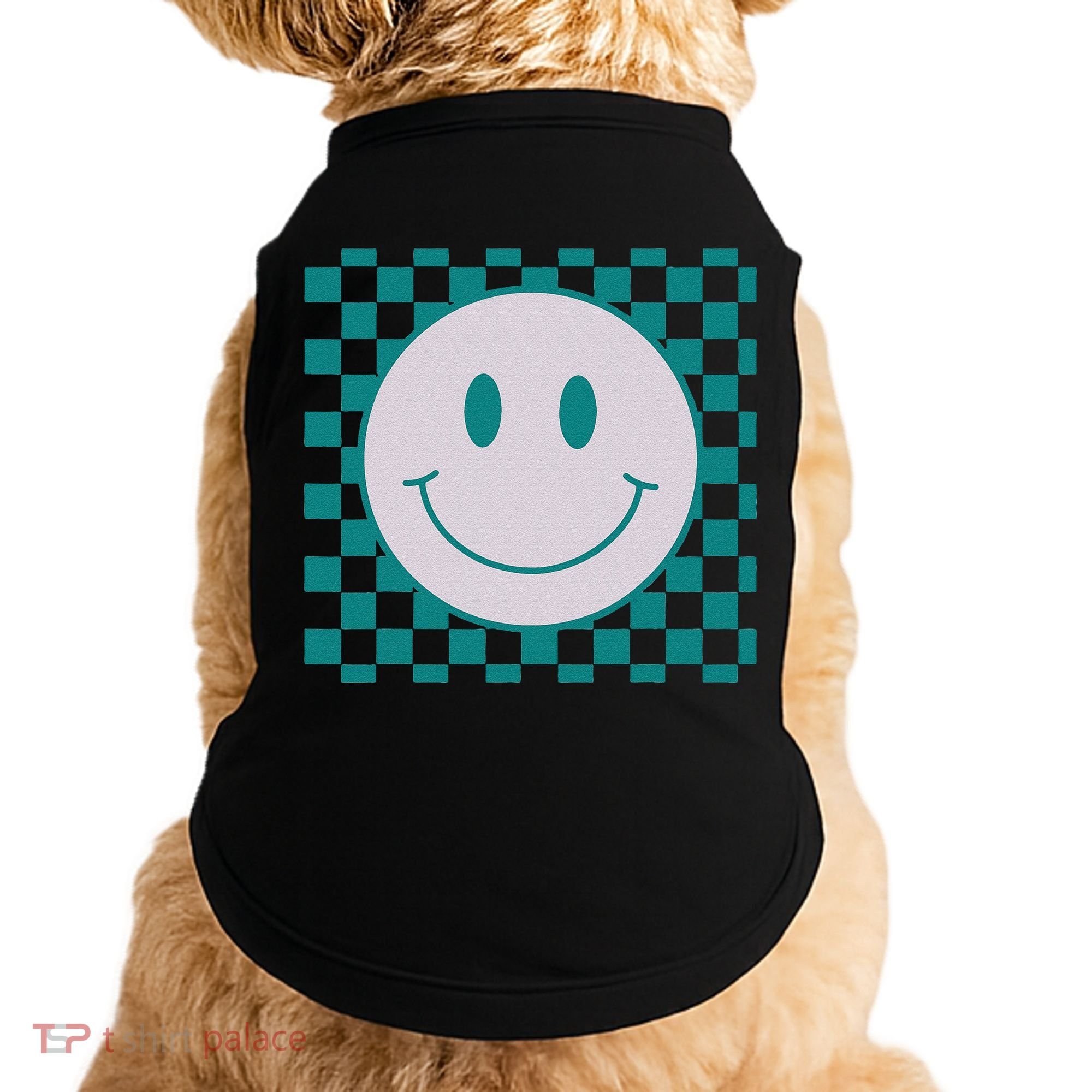 Funny Happy Face Checkered Pattern Smile Face Meme Doggie Tank