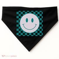 Funny Happy Face Checkered Pattern Smile Face Meme USA-Made Doggie Bandana thumb 0