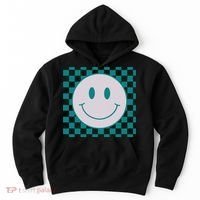 Funny Happy Face Checkered Pattern Smile Face Meme Hoodie thumb 0