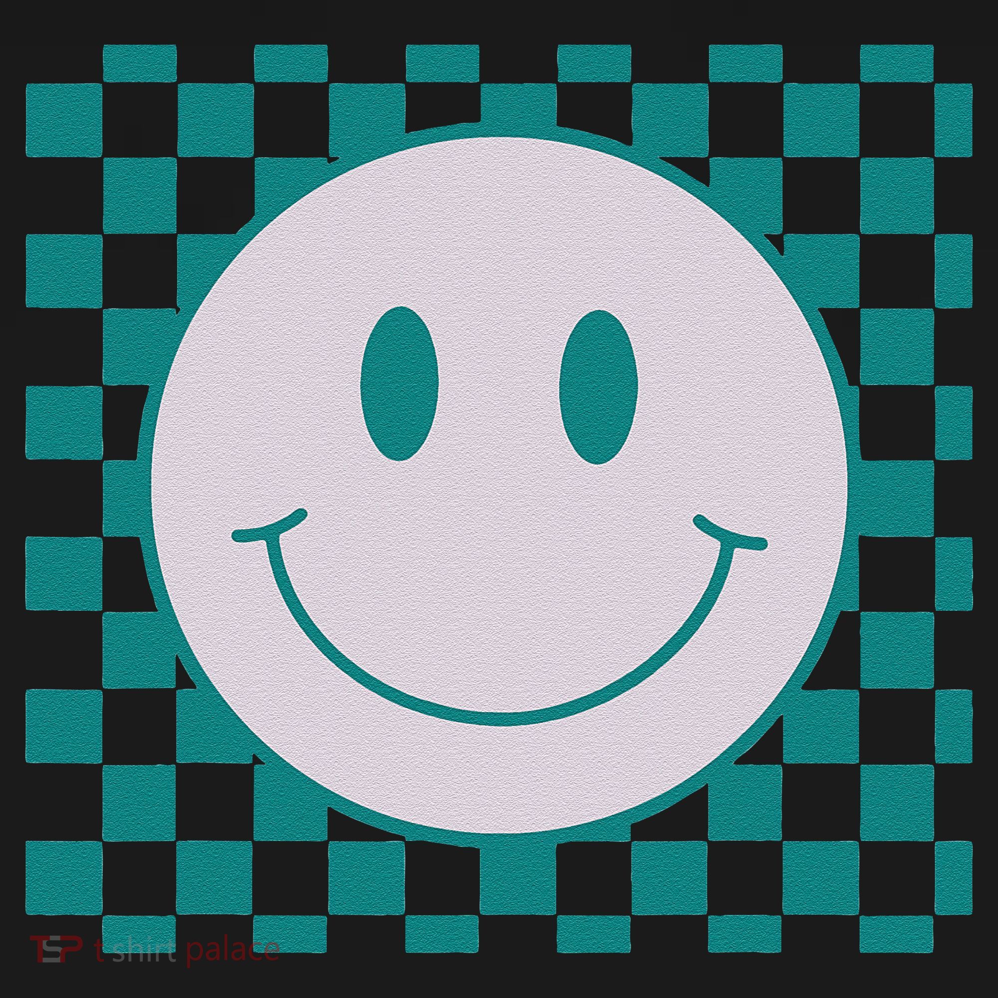 Funny Happy Face Checkered Pattern Smile Face Meme T-Shirt