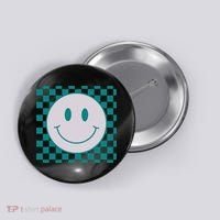 Funny Happy Face Checkered Pattern Smile Face Meme Button thumb 0