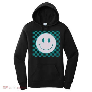 Funny Happy Face Checkered Pattern Smile Face Meme Women's Hoodie