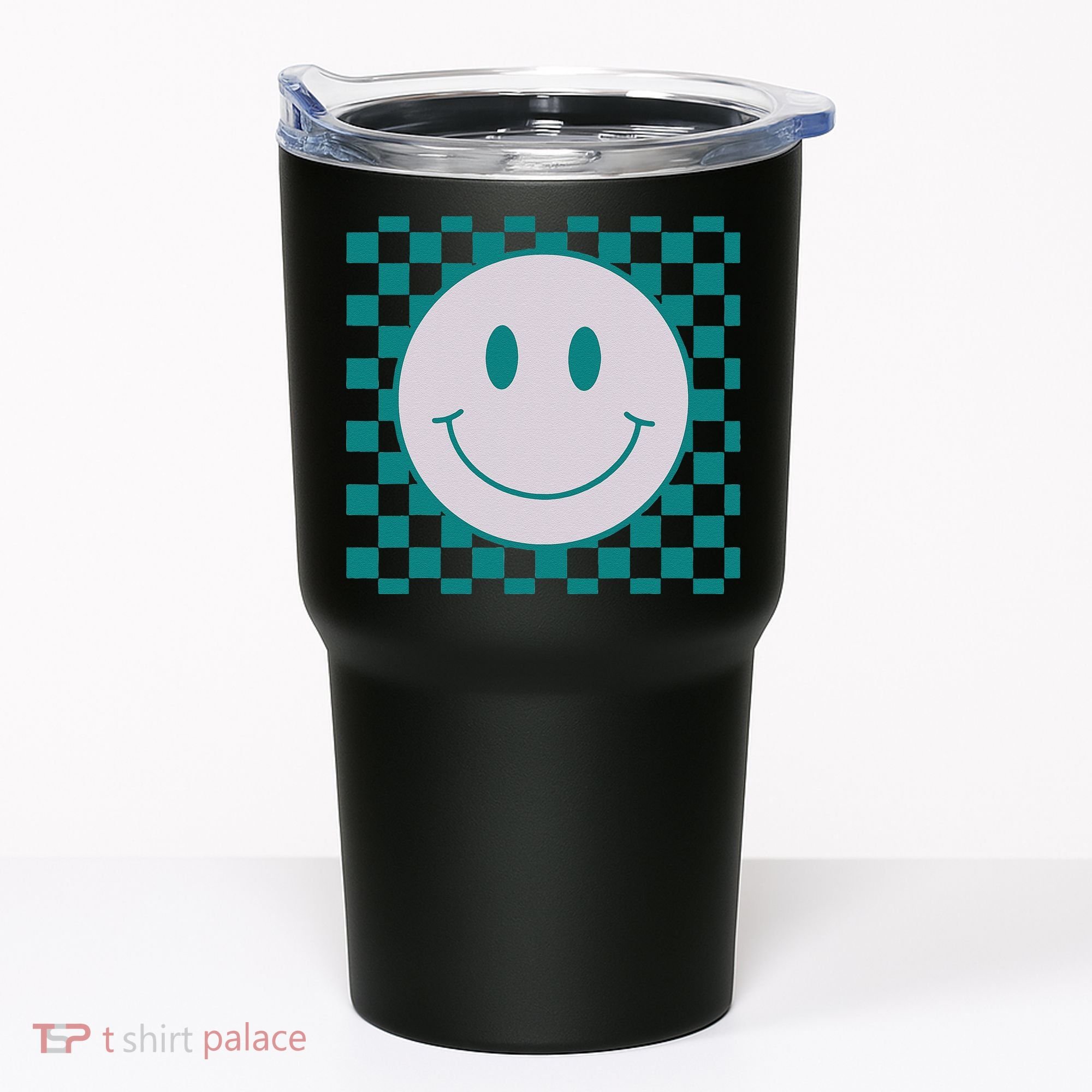 Funny Happy Face Checkered Pattern Smile Face Meme Tumbler