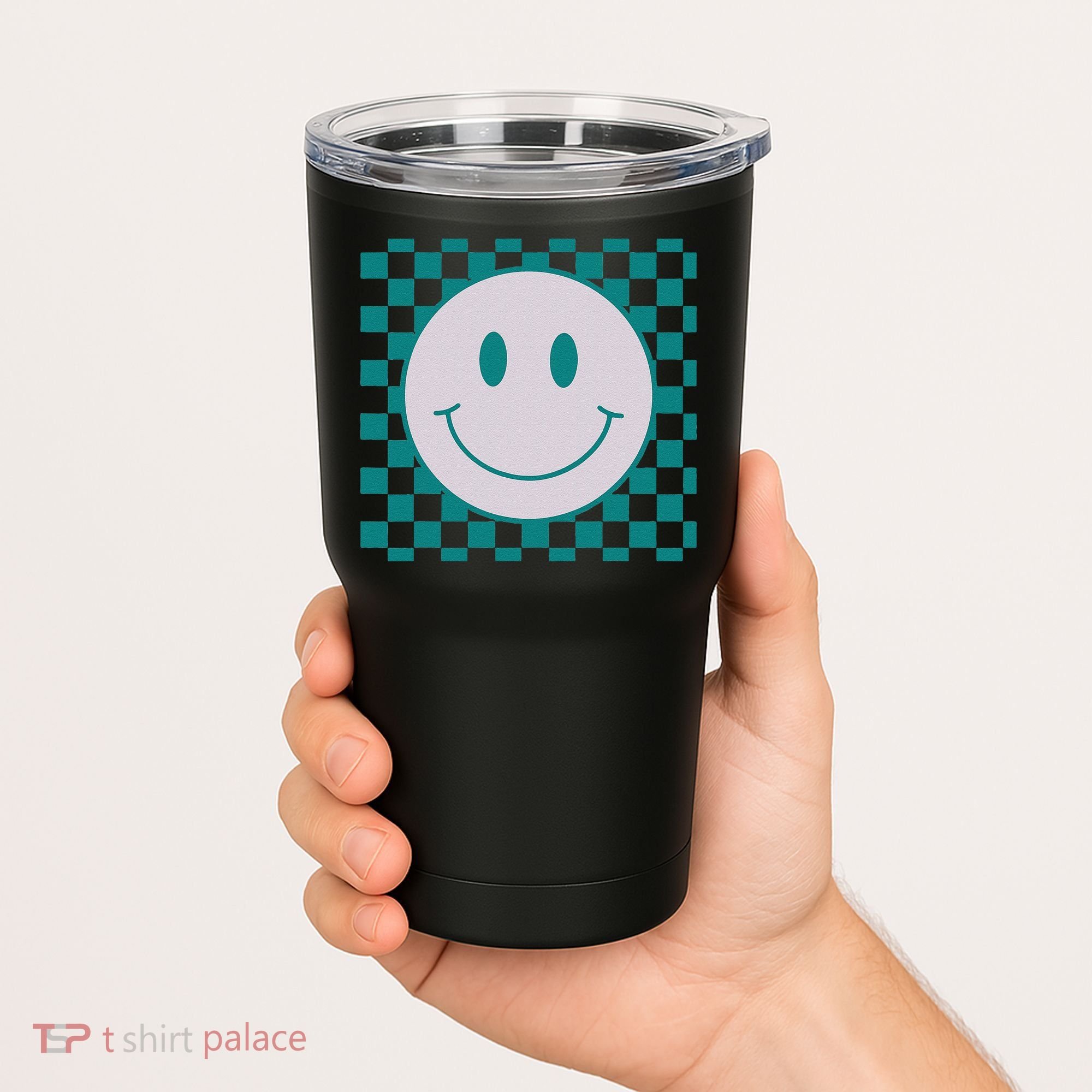 Funny Happy Face Checkered Pattern Smile Face Meme Tumbler