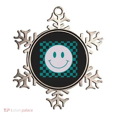 Funny Happy Face Checkered Pattern Smile Face Meme Ornament