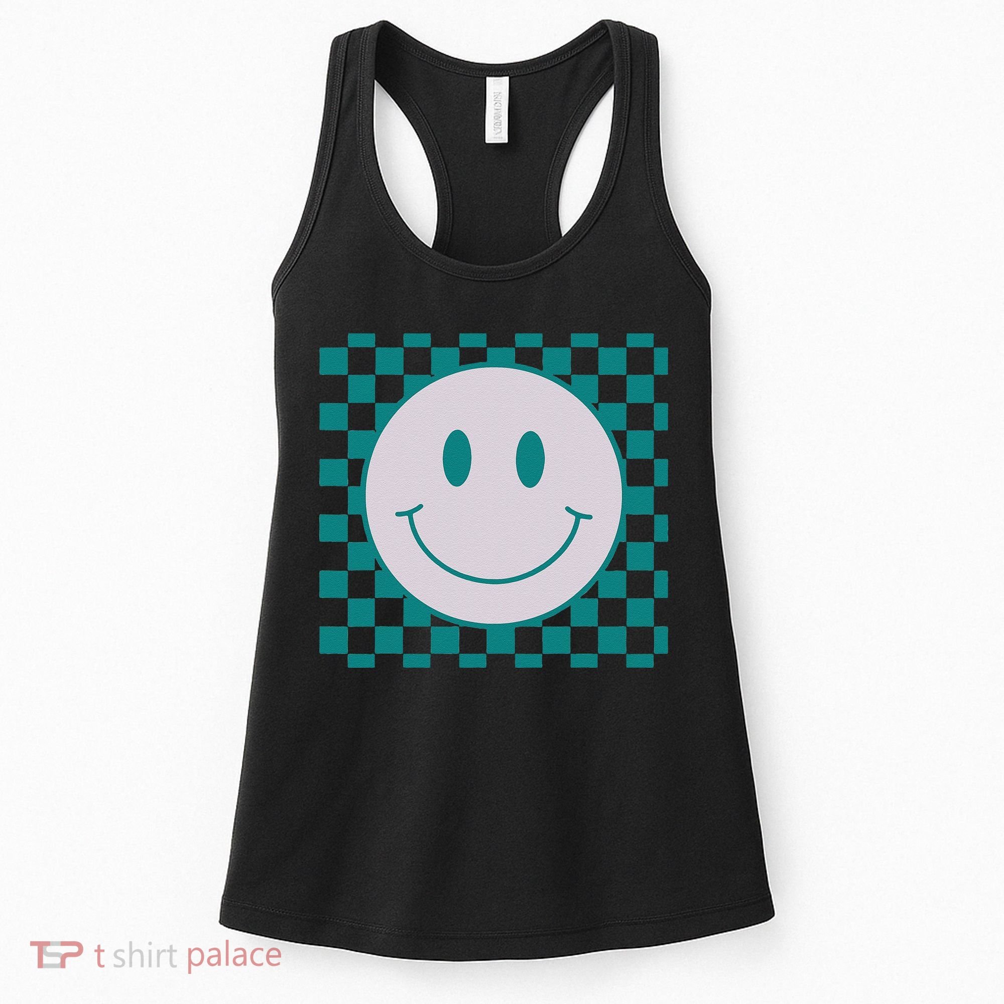 Funny Happy Face Checkered Pattern Smile Face Meme Women's Tank Top