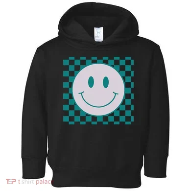 Funny Happy Face Checkered Pattern Smile Face Meme Toddler Hoodie