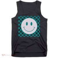 Funny Happy Face Checkered Pattern Smile Face Meme Tank Top thumb 0