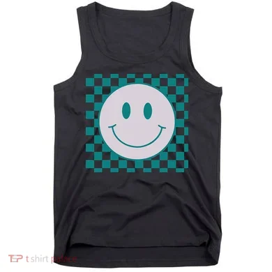 Funny Happy Face Checkered Pattern Smile Face Meme Tank Top