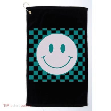 Funny Happy Face Checkered Pattern Smile Face Meme Golf Towel