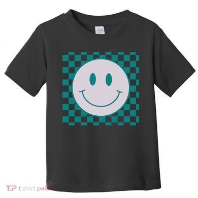Funny Happy Face Checkered Pattern Smile Face Meme Toddler T-Shirt