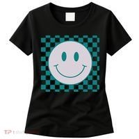 Funny Happy Face Checkered Pattern Smile Face Meme Women's T-Shirt thumb 0
