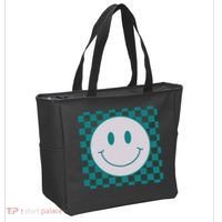 Funny Happy Face Checkered Pattern Smile Face Meme Tote Bag thumb 2