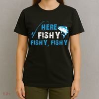 Funny Here Fishy Fishy Fishy Shirt Fish Hunting Fishing Fishrod Fisherman T-Shirt thumb 4