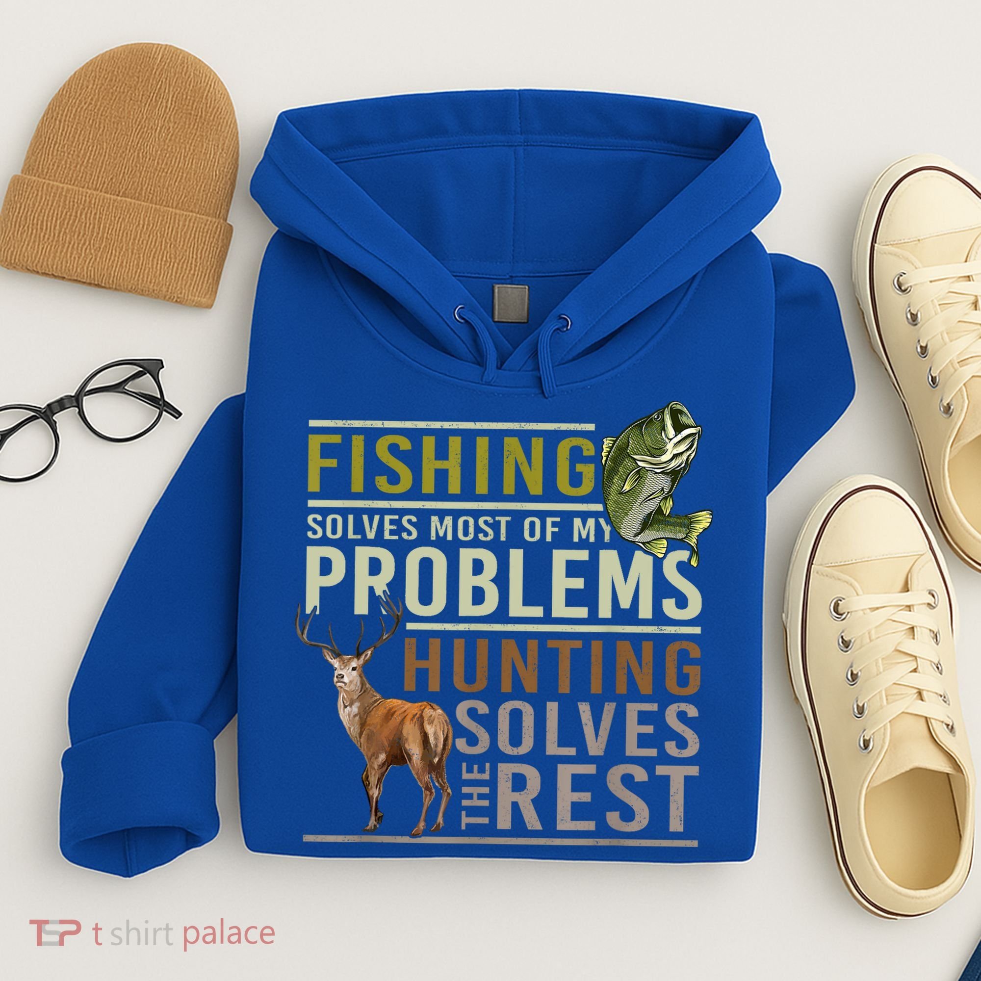 Funny Hunting Fishing Solves Most Of My Problems Gift Hoodie