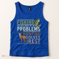 Funny Hunting Fishing Solves Most Of My Problems Gift Tank Top thumb 2