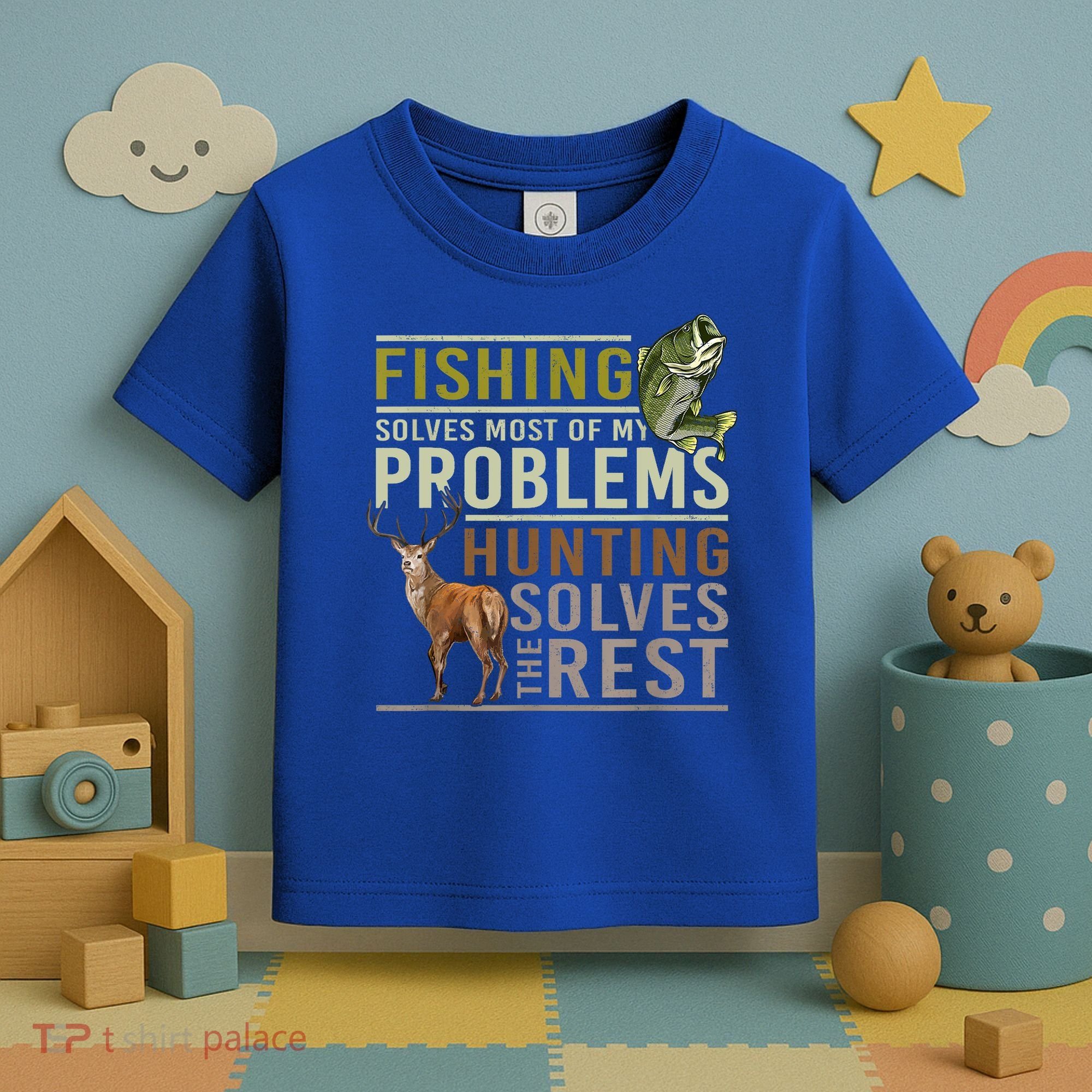 Funny Hunting Fishing Solves Most Of My Problems Gift Toddler T-Shirt