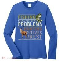 Funny Hunting Fishing Solves Most Of My Problems Gift Women's Long Sleeve Shirt thumb 0