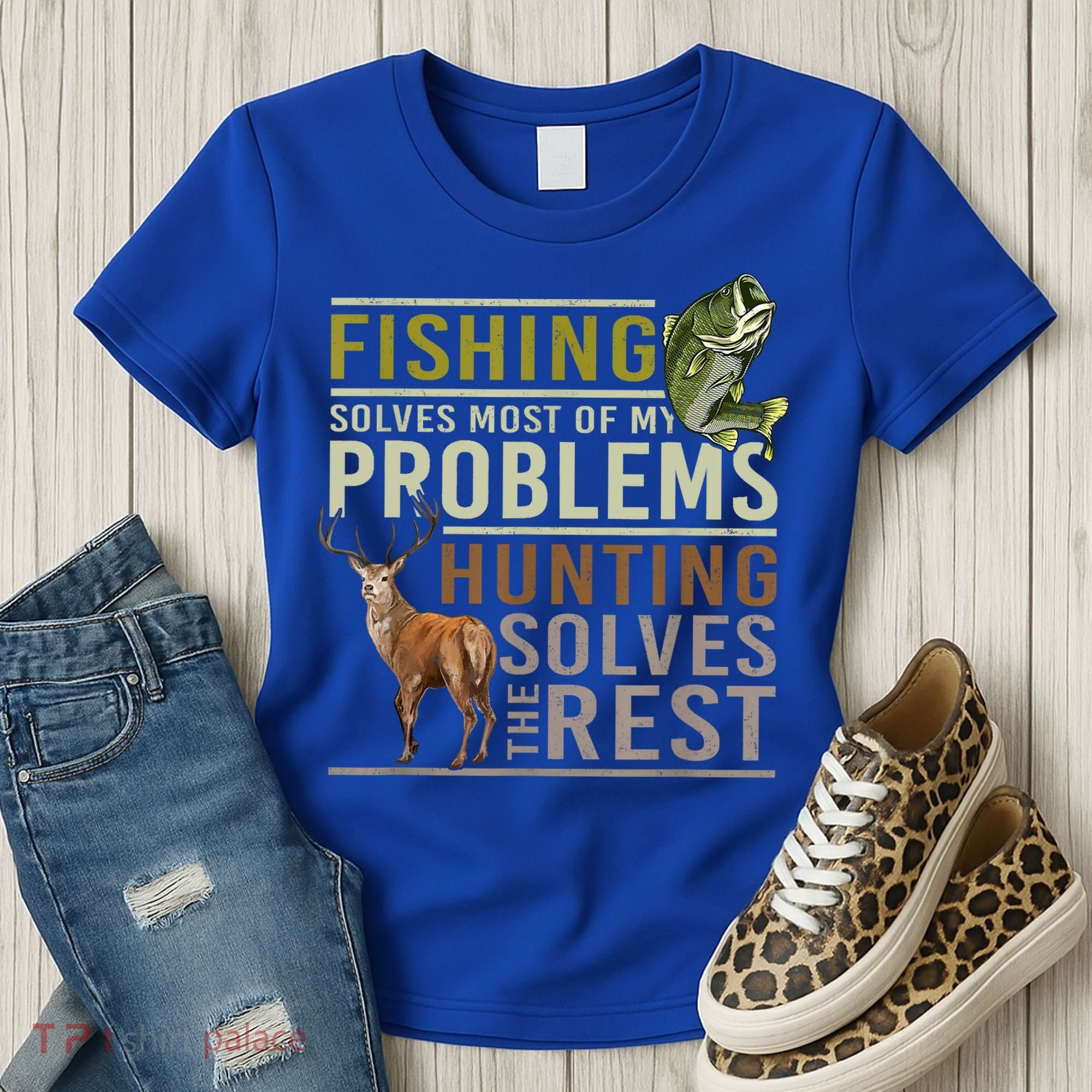 Funny Hunting Fishing Solves Most Of My Problems Gift Women's T-Shirt