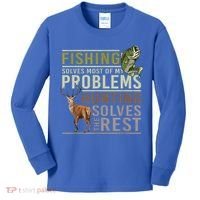 Funny Hunting Fishing Solves Most Of My Problems Gift Kids Long Sleeve Shirt thumb 0
