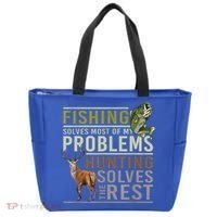 Funny Hunting Fishing Solves Most Of My Problems Gift Tote Bag thumb 0