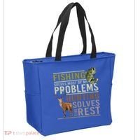 Funny Hunting Fishing Solves Most Of My Problems Gift Tote Bag thumb 2
